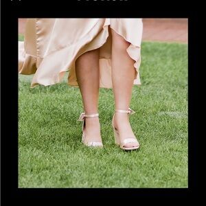 Size 40/US 8 Champagne Satin Block Heel 3.5” Heels